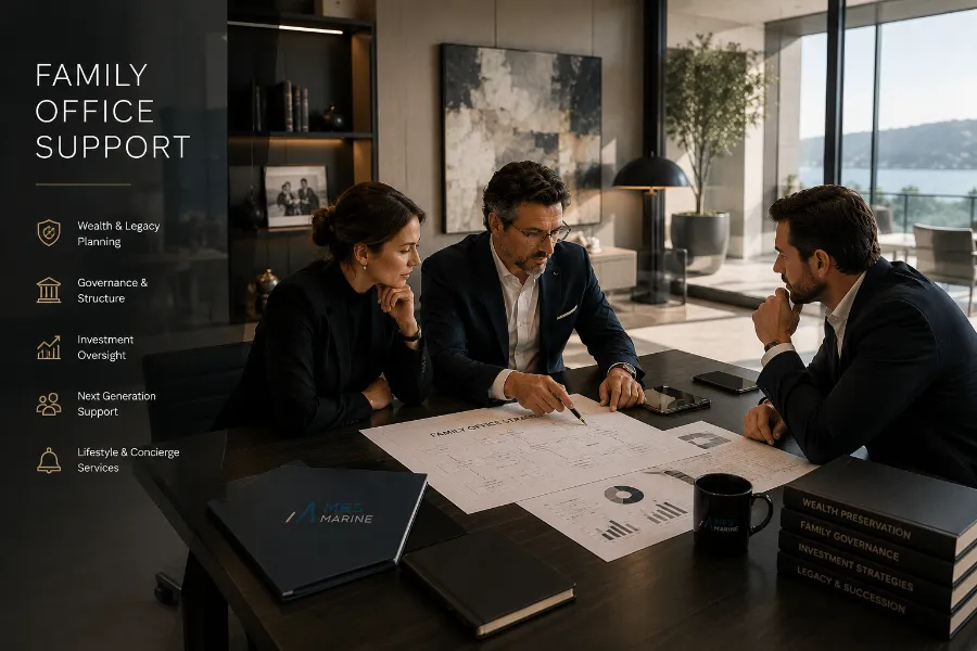 Family office yacht advisory and private client support